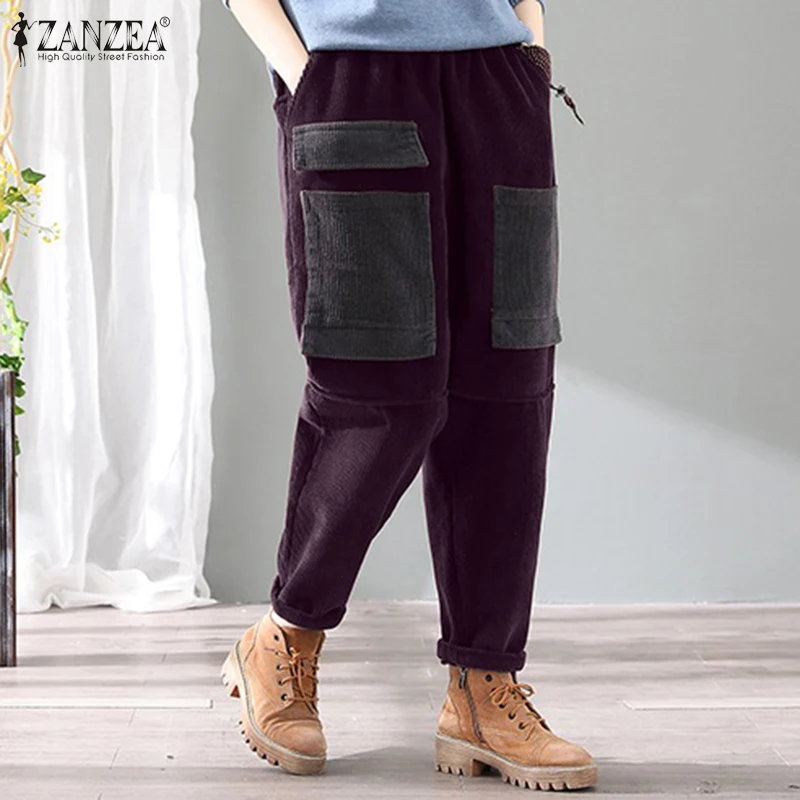 Fashion Corduroy Pants Women's Patchwork Trousers ZANZEA Oversized Turnip Spring Female Casual Elastic Waist Pantalon Palazzo
Fashion Corduroy Pants Women's Patchwork Trousers ZANZEA Oversized Turnip Spring Female Casual Elastic Waist Pantalon Palazzo