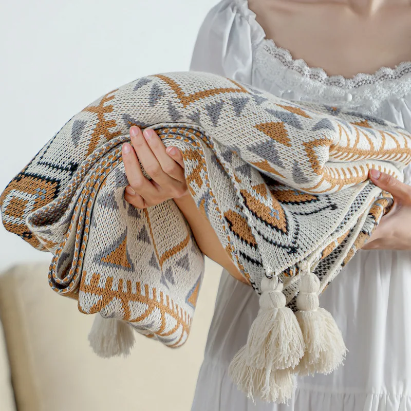 Bohemian Style Blankets for Beds Knitted Sofa Blanket Photo Props Tassel Blanket Leisure Air Conditioning Blanket
Bohemian Style Blankets for Beds Knitted Sofa Blanket Photo Props Tassel Blanket Leisure Air Conditioning Blanket