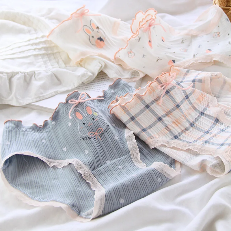 6pcs/set Teenage Soft Underwear Cute Cartoon Rabbit Plaid vertical Grain Printing Girl's Antibacterial Ventilation Middle Waist
6pcs/set Teenage Soft Underwear Cute Cartoon Rabbit Plaid vertical Grain Printing Girl's Antibacterial Ventilation Middle Waist