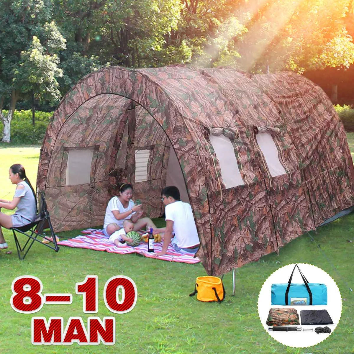 2021 NEW 8-10 People Waterproof Portable Travel Camping Hiking Double Layer Outdoor Tent 480x310x210cm for Big Family 4 Seasons
2021 NEW 8-10 People Waterproof Portable Travel Camping Hiking Double Layer Outdoor Tent 480x310x210cm for Big Family 4 Seasons