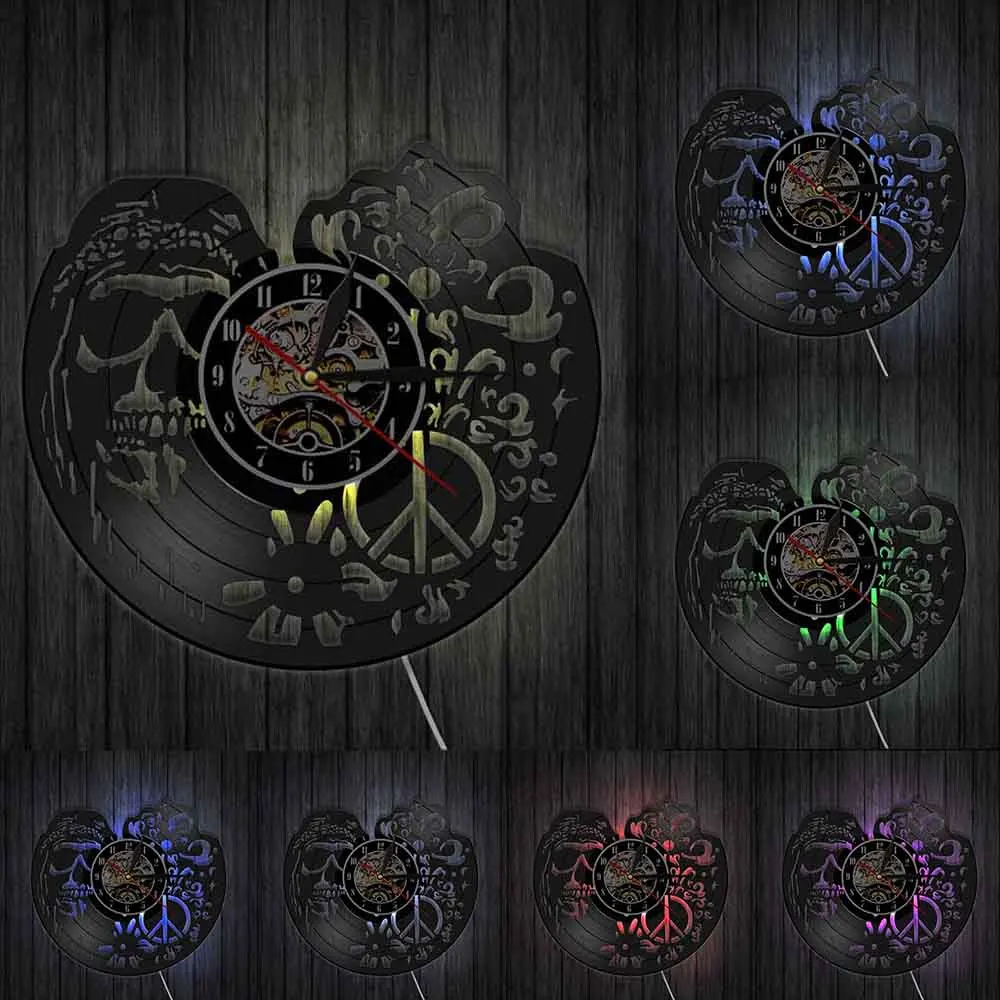 Rock Skull Design Vinyl Record Wall Clock Non-Ticking Creative Skull Vintage Wall Watch Modern Home Decor Art Relogio De Parede
Rock Skull Design Vinyl Record Wall Clock Non-Ticking Creative Skull Vintage Wall Watch Modern Home Decor Art Relogio De Parede