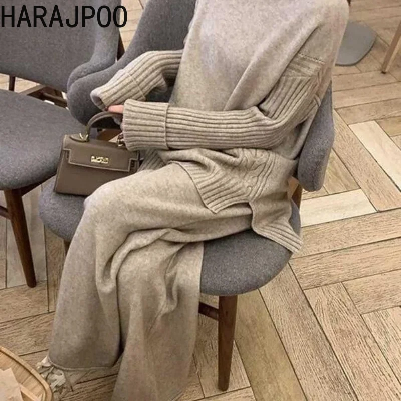 Женские комплекты Harajpoo, новинка сезона осень-зима 2021, свитер с высоким воротником и разрезом в Корейском стиле, свободные брюки с широкими ш...
Женские комплекты Harajpoo, новинка сезона осень-зима 2021, свитер с высоким воротником и разрезом в Корейском стиле, свободные брюки с широкими ш...