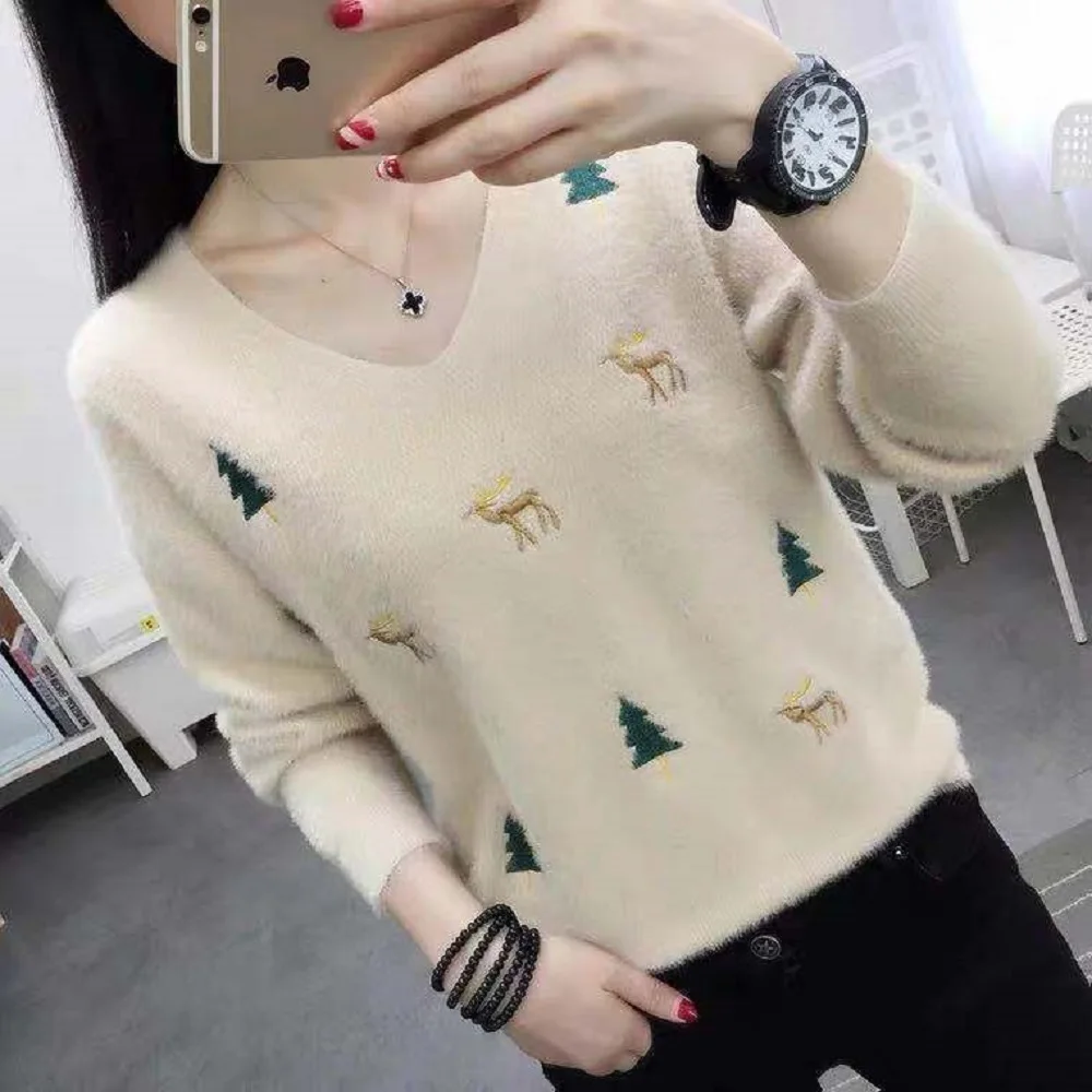 Свитер с вышивкой из меха норки и флиса с V-образным вырезом, новинка весны 2021, Свободный Топ, пуловер с длинными рукавами, свитер, трендовый ж...
Свитер с вышивкой из меха норки и флиса с V-образным вырезом, новинка весны 2021, Свободный Топ, пуловер с длинными рукавами, свитер, трендовый ж...