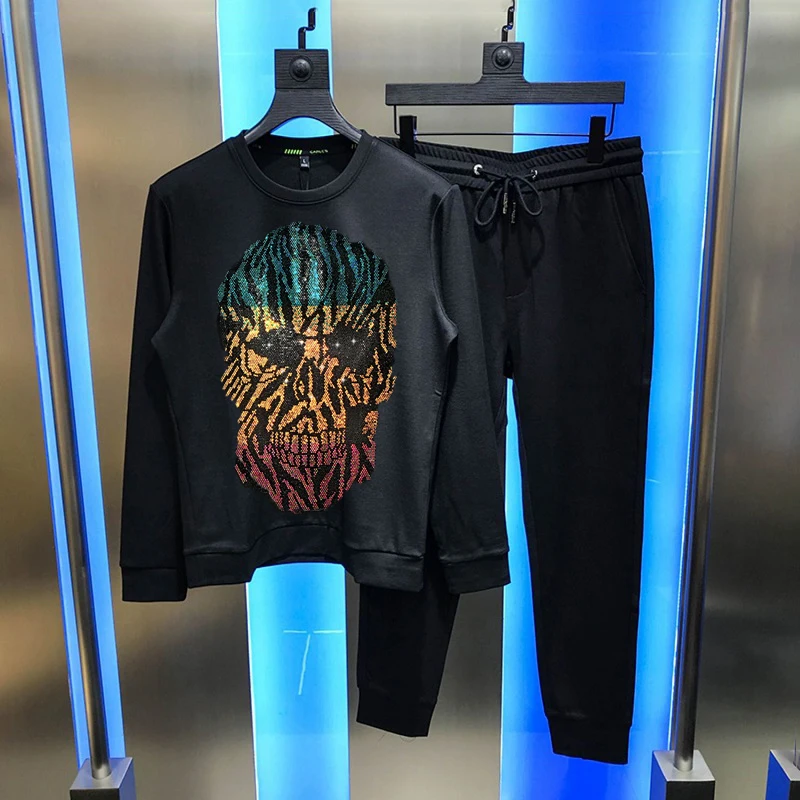 Male Casual Super Dalian Hoodie + Pants / Men's Sets Track Suit Hot Drill Skull Hip Hop Streetwear Comfortable Sweatshirt
Male Casual Super Dalian Hoodie + Pants / Men's Sets Track Suit Hot Drill Skull Hip Hop Streetwear Comfortable Sweatshirt