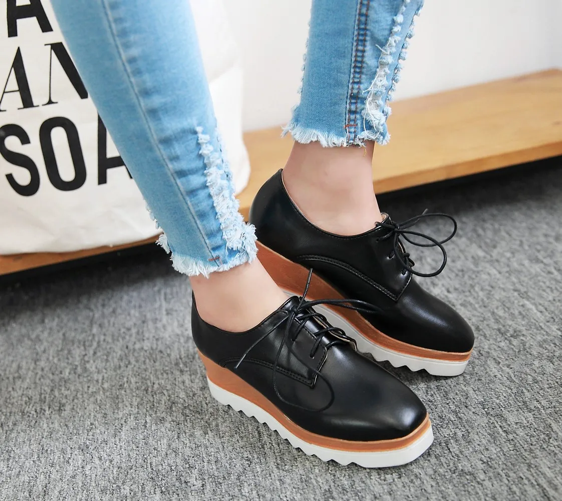 SAMSACQ 2020 Spring Autumn Fashion Women Genuine Leather Casual Lace-up Platform Wedges Pumps Lady Heels Fall Shoes
SAMSACQ 2020 Spring Autumn Fashion Women Genuine Leather Casual Lace-up Platform Wedges Pumps Lady Heels Fall Shoes
