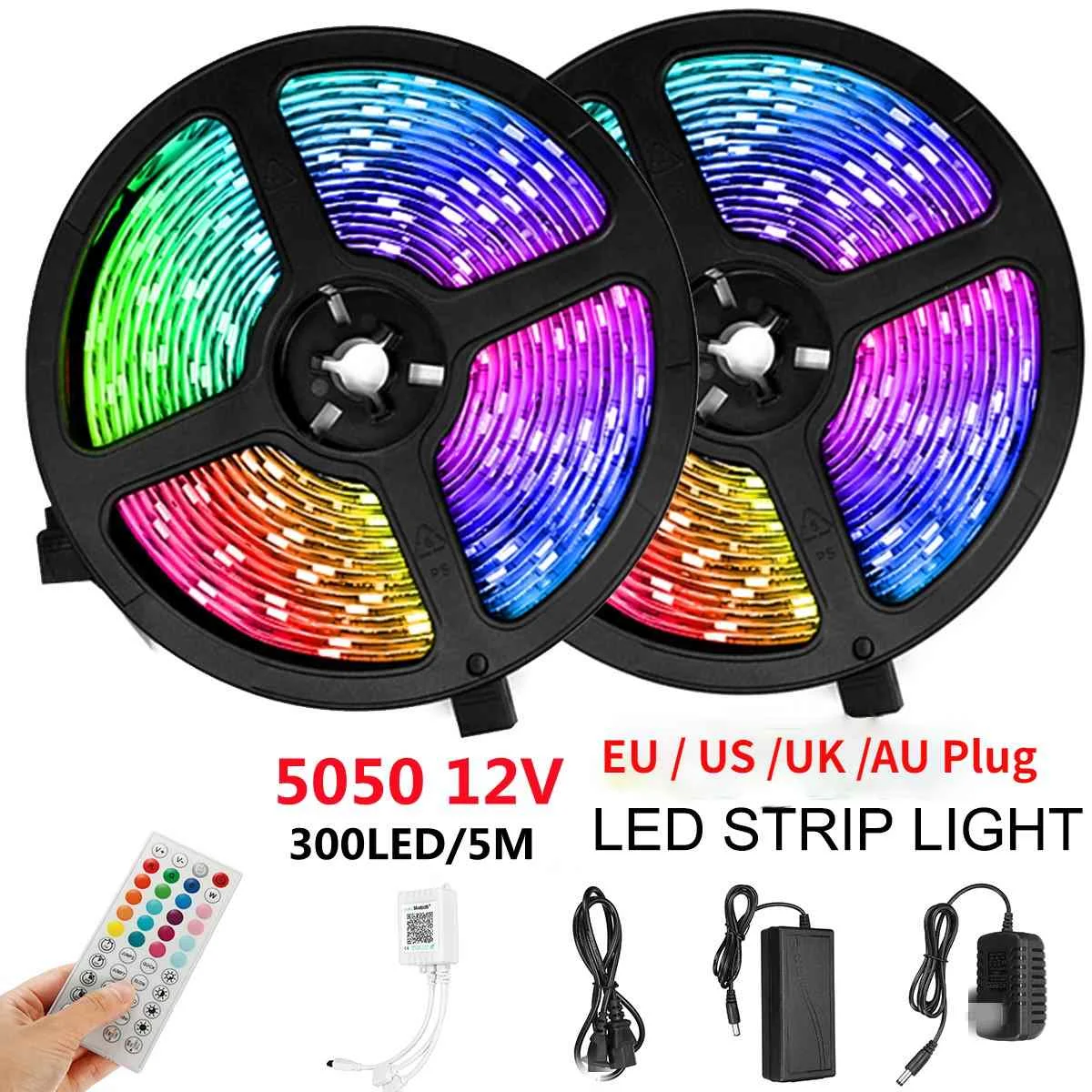 2pcs Bluetooth LED Strip Light 5050 2835 Non-waterproof RGB Strip LED Light Flexible Tape Lamp with Remote Control and Adapter
2pcs Bluetooth LED Strip Light 5050 2835 Non-waterproof RGB Strip LED Light Flexible Tape Lamp with Remote Control and Adapter