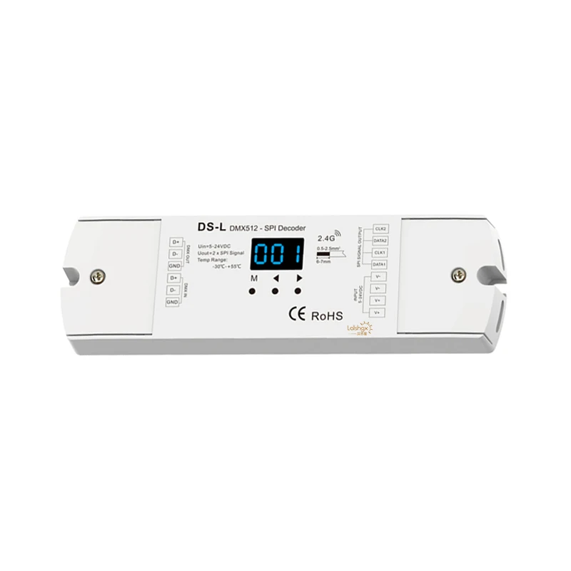 Флэш-декодер DS-L DMX-SPI, флэш-контроллер, 3 цифровых дисплея, 32 динамических режима, дополнительный радиочастотный RGB/RGBW Пульт дистанционного управления
Флэш-декодер DS-L DMX-SPI, флэш-контроллер, 3 цифровых дисплея, 32 динамических режима, дополнительный радиочастотный RGB/RGBW Пульт дистанционного управления
