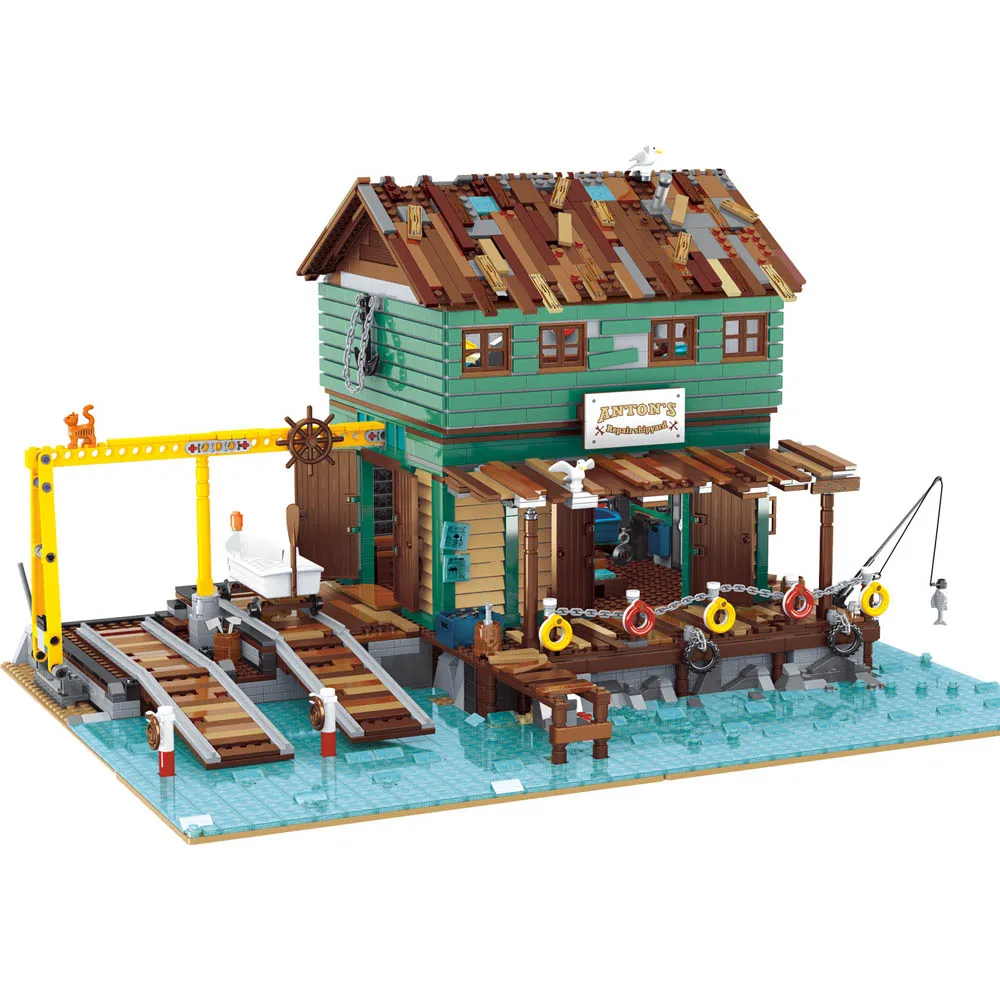 Ideas Expert Creative Boat House Shipyard 2621Pcs Moc Modular Model Old Fishing Store Building block brick House Diner
Ideas Expert Creative Boat House Shipyard 2621Pcs Moc Modular Model Old Fishing Store Building block brick House Diner