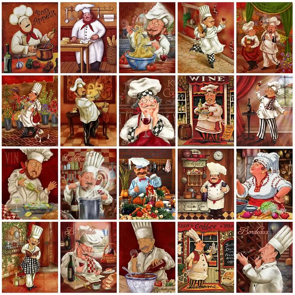 5D DIY Diamond Painting Chef Diamond Embroidery Cartoon Cross Stitch Mosaic Rhinestone Kitchen Home Decoration
5D DIY Diamond Painting Chef Diamond Embroidery Cartoon Cross Stitch Mosaic Rhinestone Kitchen Home Decoration