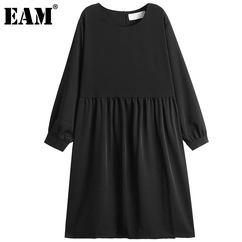 Женское длинное платье EAM, черное свободное платье большого размера с круглым вырезом и длинными рукавами, весна-осень 2021, 1DE4111
Женское длинное платье EAM, черное свободное платье большого размера с круглым вырезом и длинными рукавами, весна-осень 2021, 1DE4111