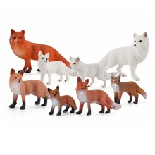 8PCS fairy garden supplies Fox Toy Figures Set Includes Arctic Fox & Red Foxes Figurines Cake Toppers