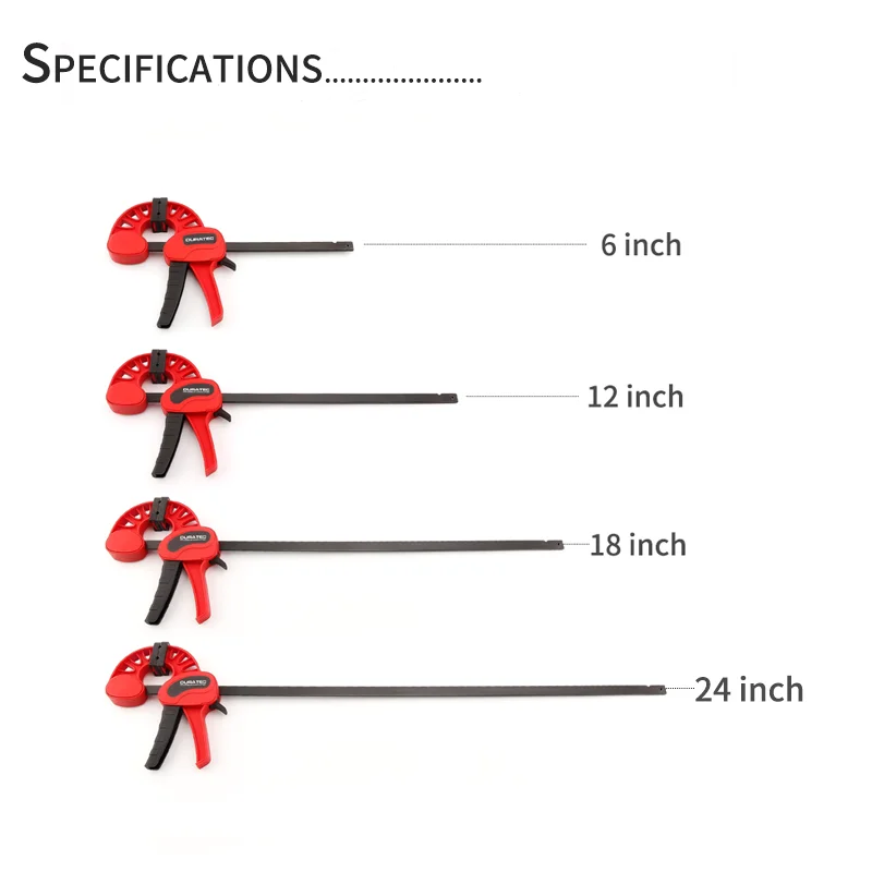 DURATEC New F style bar clamp wood working tools quick grip F clamp 4/6/12/18/24 inch plastic carpentry clamps quick release
DURATEC New F style bar clamp wood working tools quick grip F clamp 4/6/12/18/24 inch plastic carpentry clamps quick release