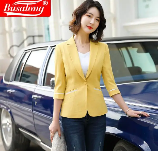 2020 Spring new elegant jacket women fashion formal Half sleeve blazer office ladies work wear slim Interview Coat
2020 Spring new elegant jacket women fashion formal Half sleeve blazer office ladies work wear slim Interview Coat