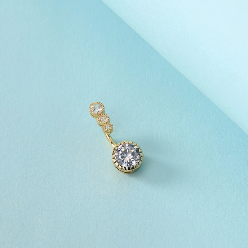 M2EA Zircon Umbilical Belly Button Ring 4 Diamond Copper-plated Body Piercing Jewelry | Украшения и аксессуары