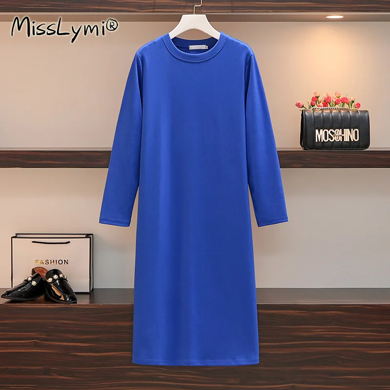L-4XL Plus Size Women Solid Color Tshirt Midi Dress Autumn 2020 Fashion O-neck Long Sleeve Loose Casual Cotton T Shirt Dresses
L-4XL Plus Size Women Solid Color Tshirt Midi Dress Autumn 2020 Fashion O-neck Long Sleeve Loose Casual Cotton T Shirt Dresses