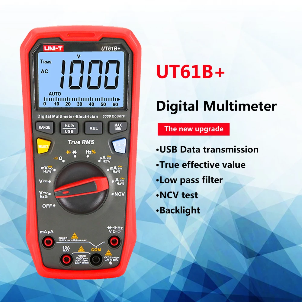 UNI-T UT61B+ True RMS Digital Multimeter Uni-t Auto Range 6000 AC/DC Voltage Current Resistance Capacitance Meter
UNI-T UT61B+ True RMS Digital Multimeter Uni-t Auto Range 6000 AC/DC Voltage Current Resistance Capacitance Meter