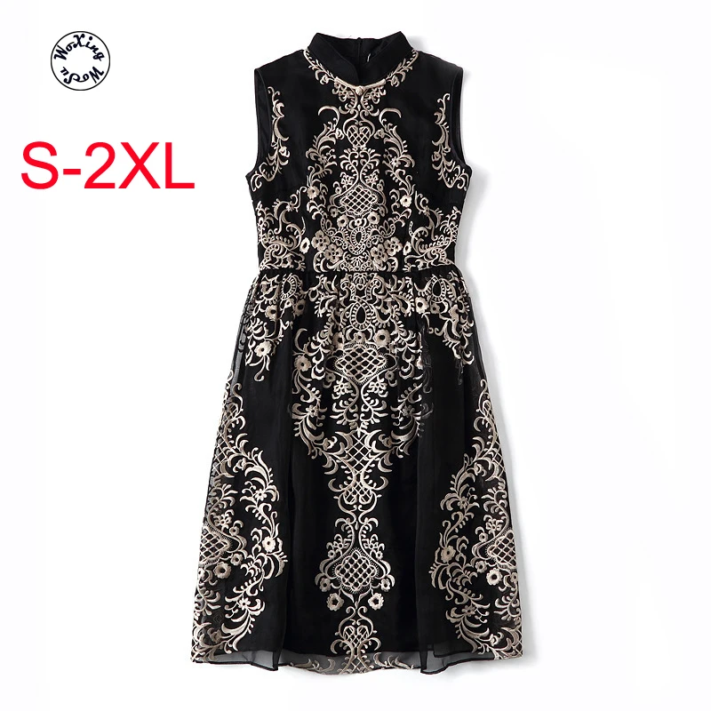 Dress European and American light mature women's basic stand collar positioning embroidered A-line cheongsam dress S to 2XL
Dress European and American light mature women's basic stand collar positioning embroidered A-line cheongsam dress S to 2XL