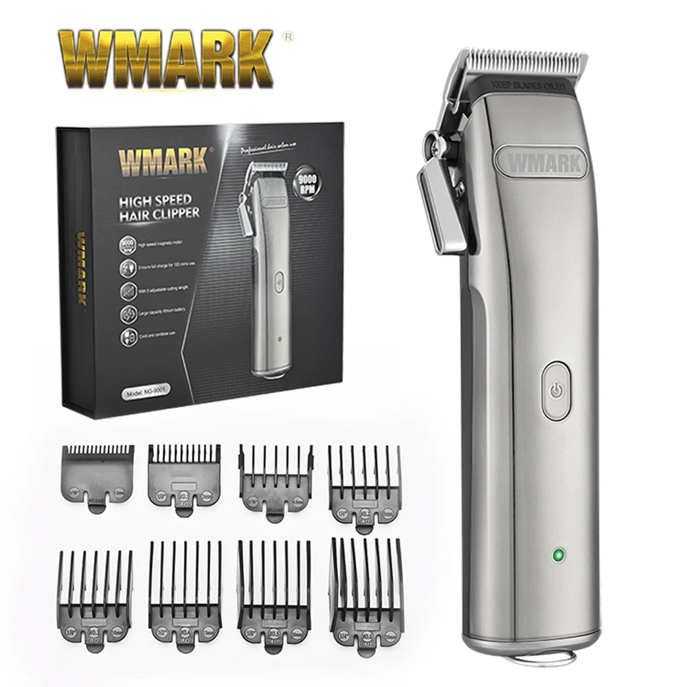 

WMARK NG-9001 9000 RPM Microchipped Magnetic Motor 4400 battery, DLC Fade Blade, Professional Cordless Hair Clipper,Trimmer