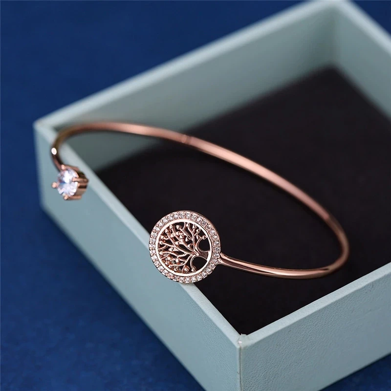 Dainty Female White Zircon Stone Bracelet Tree Of Life Adjustable Bracelets For Women Cute Rose Gold Wedding Bracelet
Dainty Female White Zircon Stone Bracelet Tree Of Life Adjustable Bracelets For Women Cute Rose Gold Wedding Bracelet