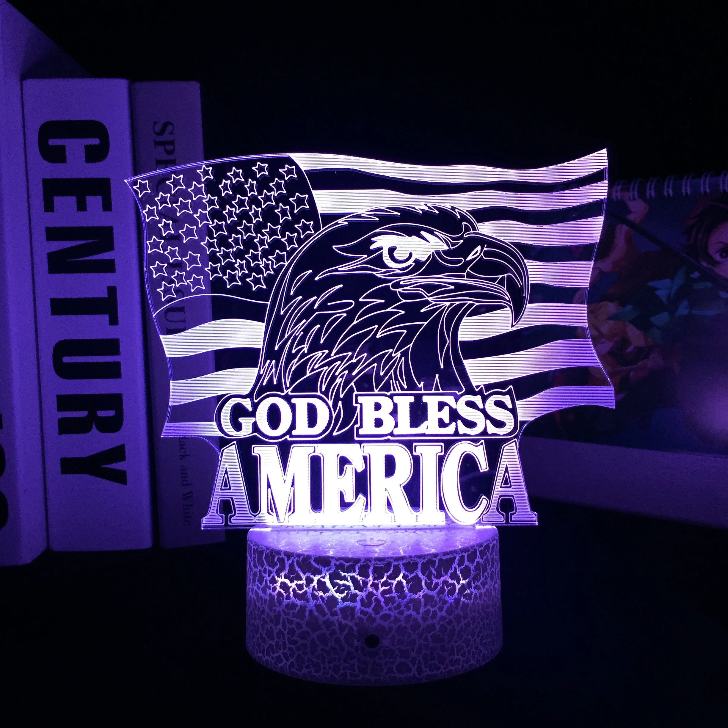 Eagle And Flag With Letters 3D LED Lamp Visual Illusion Acrylic Light Guide Plate Night Light for Couple Festival Birthday Gifts
Eagle And Flag With Letters 3D LED Lamp Visual Illusion Acrylic Light Guide Plate Night Light for Couple Festival Birthday Gifts