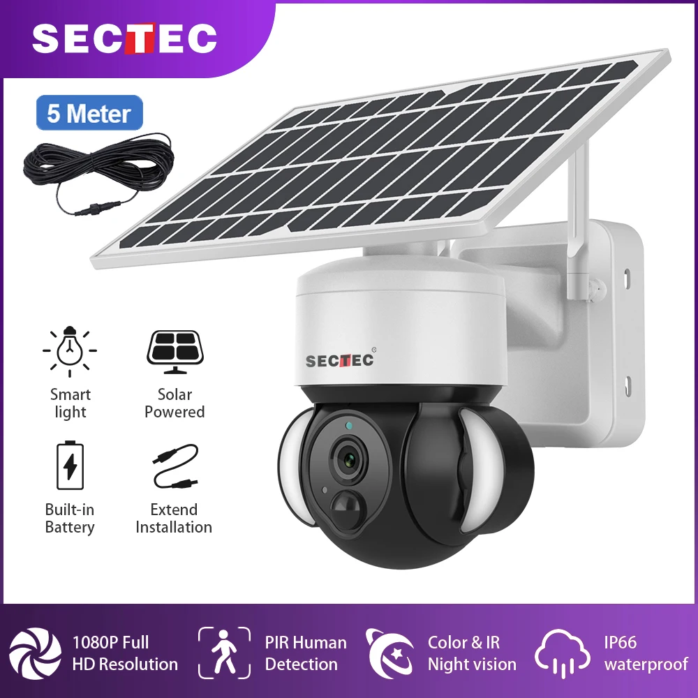 SECTEC 4G sim-карта Wifi камера 1080P HD солнечная панель для наружного наблюдения CCtv облачная Солнечная энергия охранное наблюдение 
SECTEC 4G sim-карта Wifi камера 1080P HD солнечная панель для наружного наблюдения CCtv облачная Солнечная энергия охранное наблюдение
