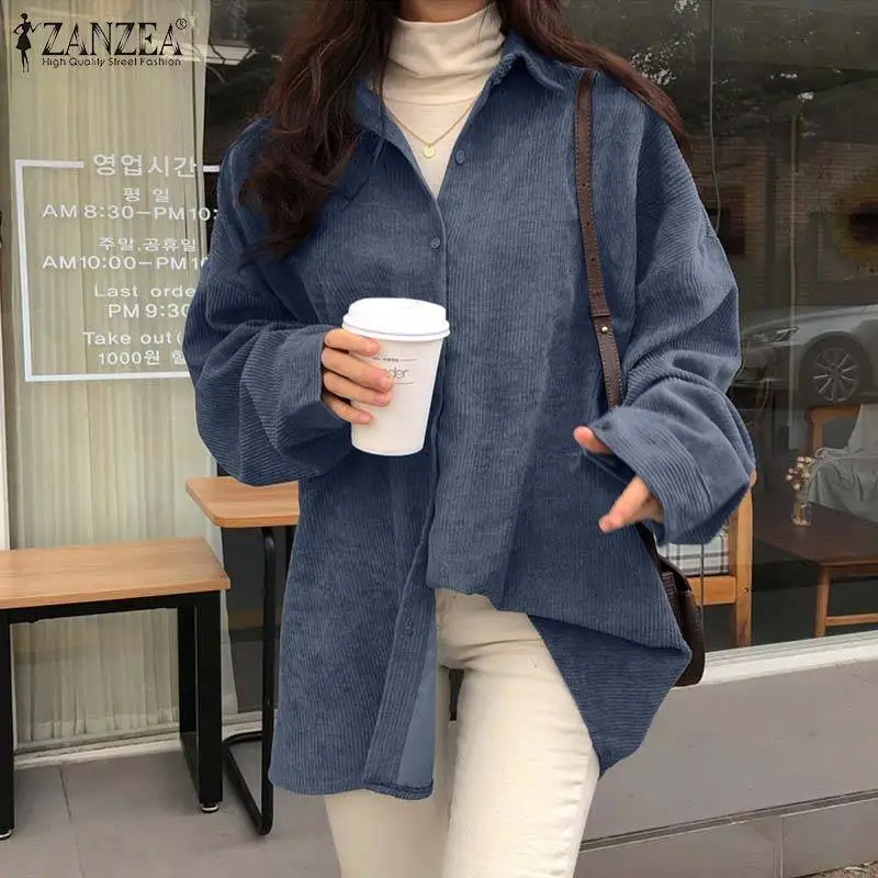 Женская Вельветовая блузка ZANZEA 2021, осенняя винтажная рубашка, Повседневная однотонная блузка на пуговицах с длинным рукавом, свободная тун...
Женская Вельветовая блузка ZANZEA 2021, осенняя винтажная рубашка, Повседневная однотонная блузка на пуговицах с длинным рукавом, свободная тун...