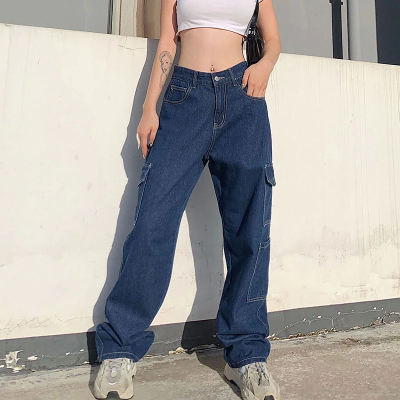 Weekeep Streetwear Fashion Women Jeans Pocket High Waist Jeans Korean Casual Straight Harajuku Denim Pants Baggy Cargo Pants
Weekeep Streetwear Fashion Women Jeans Pocket High Waist Jeans Korean Casual Straight Harajuku Denim Pants Baggy Cargo Pants