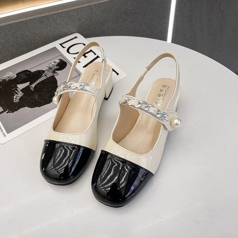 Fashion Women's Shoes Square Heel Women's Sandals Round Toe Comfortable Women's Single Shoes Pearl Chain Decoration Women'sShoes
Fashion Women's Shoes Square Heel Women's Sandals Round Toe Comfortable Women's Single Shoes Pearl Chain Decoration Women'sShoes