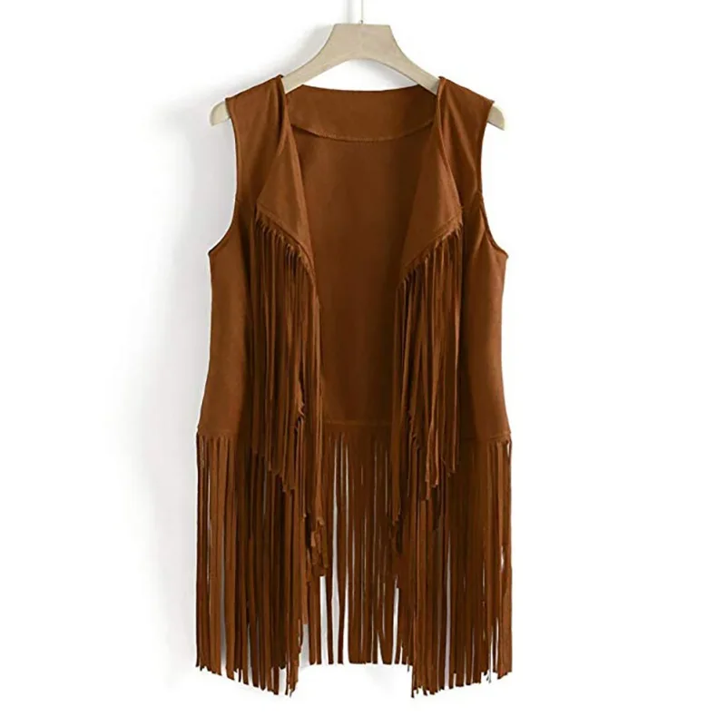 Hot Sale Women Fashion Fringe Vest Vintage Women tassel suede waistcoat is made of faux suede fabric super Waistcoat Jacket
Hot Sale Women Fashion Fringe Vest Vintage Women tassel suede waistcoat is made of faux suede fabric super Waistcoat Jacket