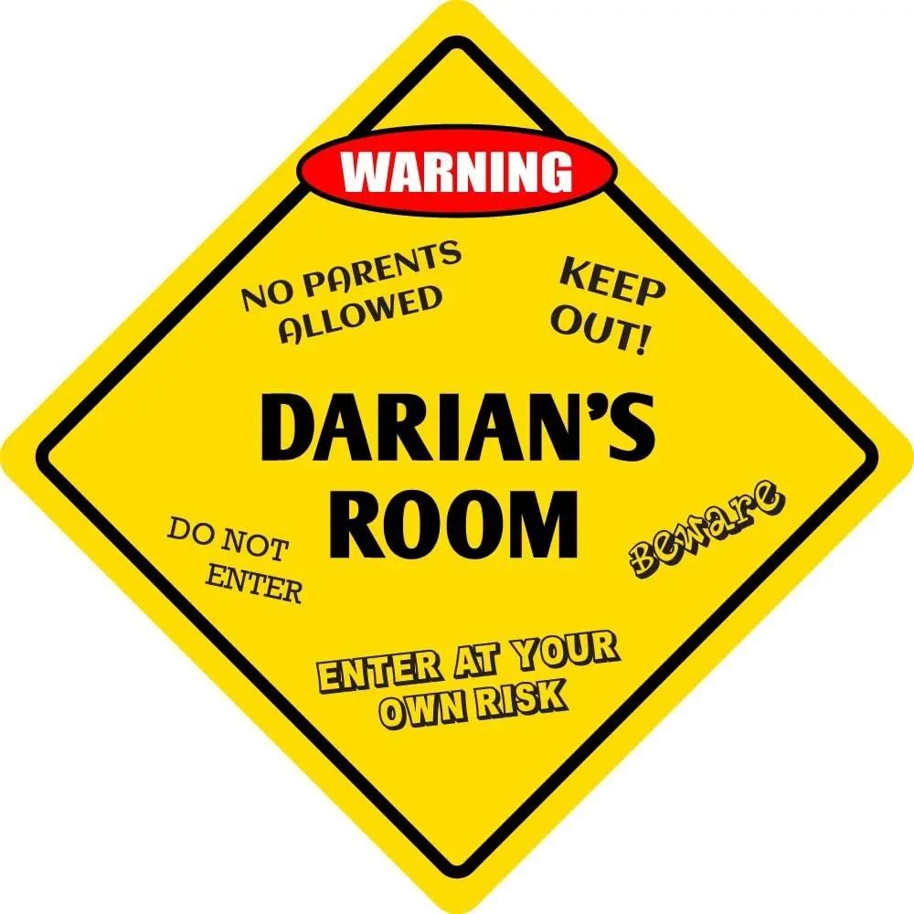 StickerPirate Darian's Room Funny Kids Room Door Warning Danger Metal Novelty Sign Aluminum
StickerPirate Darian's Room Funny Kids Room Door Warning Danger Metal Novelty Sign Aluminum