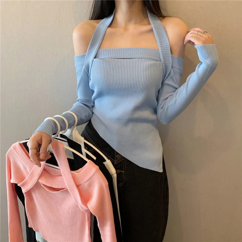 Girls Chic Slash Neck Sweaters Shirts Female Autumn Spring Full Sleeve Halter Irregular Knitted Pullovers Tops Women Jumpers
Girls Chic Slash Neck Sweaters Shirts Female Autumn Spring Full Sleeve Halter Irregular Knitted Pullovers Tops Women Jumpers