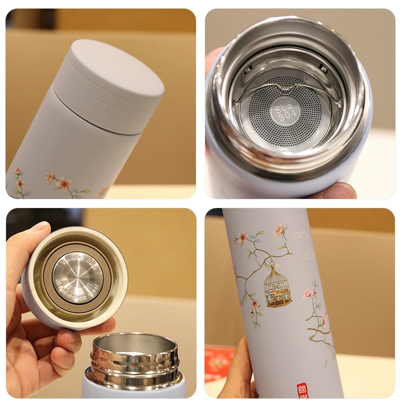 480ML Thermos Cup Coffee Tea Mug Chinese Classical Style Stainless Steel Vacuum Flask Water Bottle With Filter Thermocup
480ML Thermos Cup Coffee Tea Mug Chinese Classical Style Stainless Steel Vacuum Flask Water Bottle With Filter Thermocup