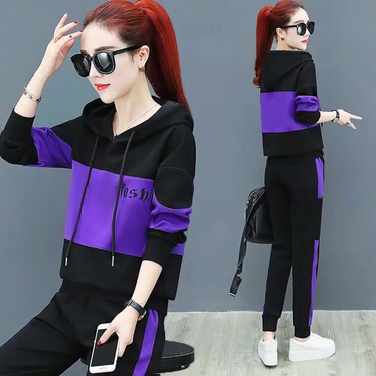 2021 spring and autumn new running suit women's leisure Korean loose long sleeve hooded student large two piece set
2021 spring and autumn new running suit women's leisure Korean loose long sleeve hooded student large two piece set