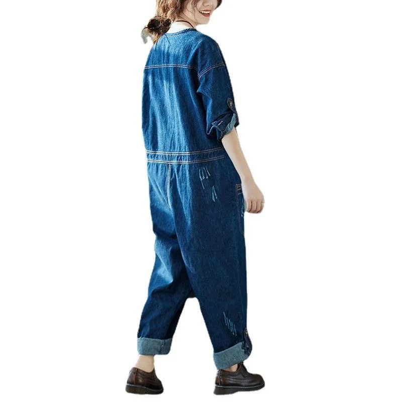 Ladies Jumpsuit Loose Overalls With Long Sleeves Denim Cowboy Rompers Birthday Outfits For Women Dark Blue Color Yalabovso
Ladies Jumpsuit Loose Overalls With Long Sleeves Denim Cowboy Rompers Birthday Outfits For Women Dark Blue Color Yalabovso