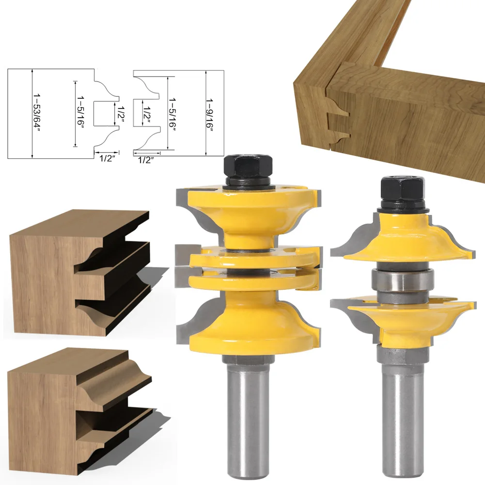 2pcs 1/2"/12mm Extended Tenon Entry Door Rail and Stile Router Bit Set Wood Milling Cutter Door Frame Tenon and Knives Cutter
2pcs 1/2"/12mm Extended Tenon Entry Door Rail and Stile Router Bit Set Wood Milling Cutter Door Frame Tenon and Knives Cutter