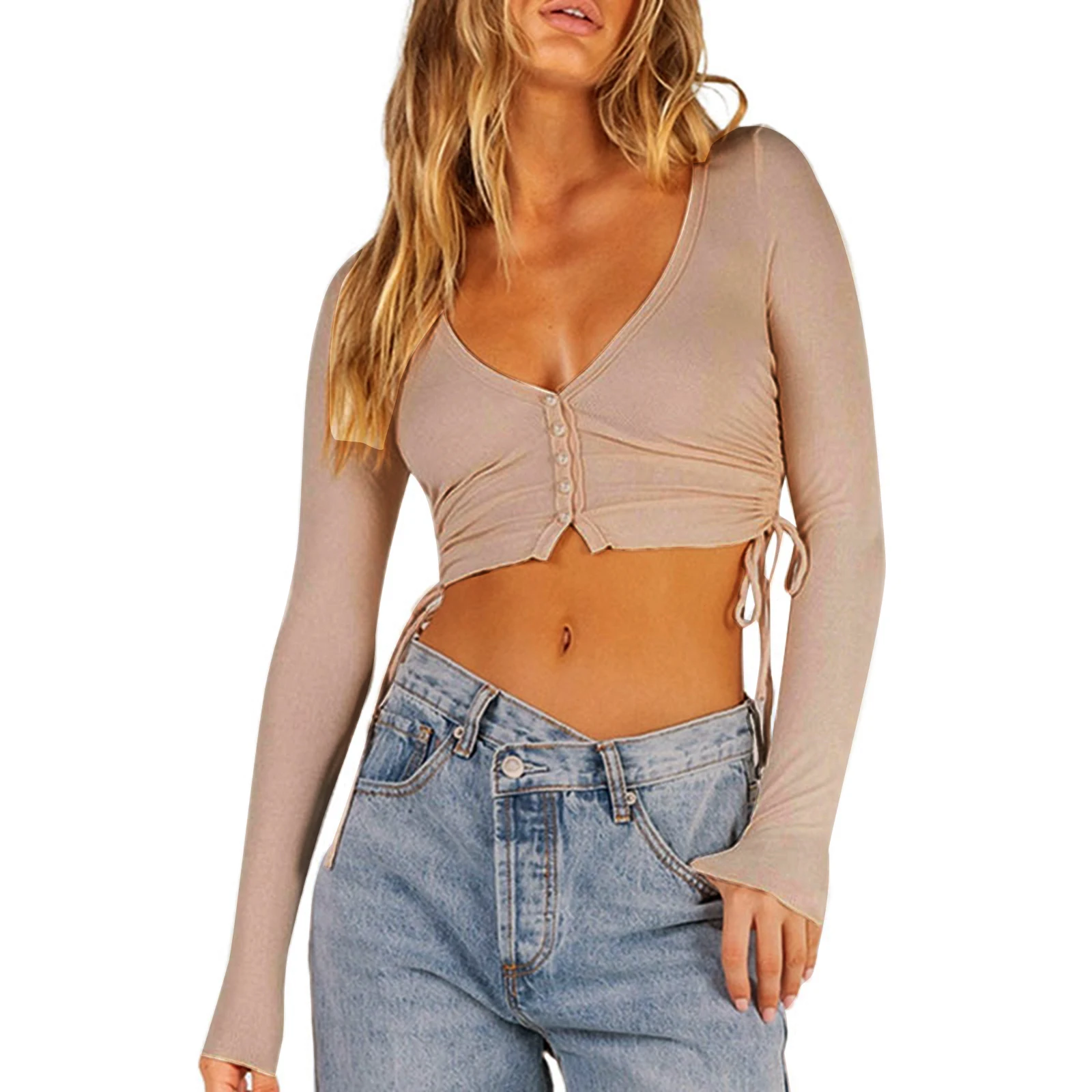 Vintage Peal Buttom Long Sleeve Rib Knitted Crochet Women' Sweaters Y2K Harajuku Drawstring Girls Sweatershirt Cardigan Crop Top 
Vintage Peal Buttom Long Sleeve Rib Knitted Crochet Women' Sweaters Y2K Harajuku Drawstring Girls Sweatershirt Cardigan Crop Top