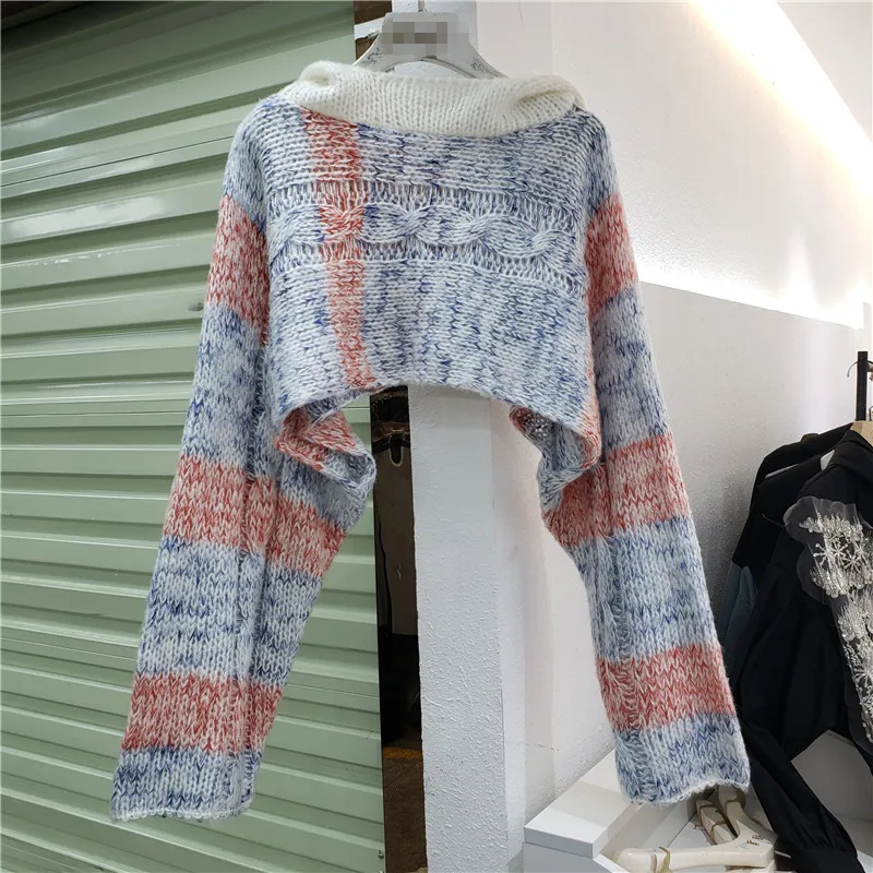 Hooded Sweater Women Spring Autumn Clothing Striped Long Bat Sleeves Crop Top Outer Wear Casual Shawl Jumper Pull Femme
Hooded Sweater Women Spring Autumn Clothing Striped Long Bat Sleeves Crop Top Outer Wear Casual Shawl Jumper Pull Femme