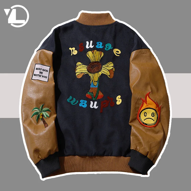 Hip Hop Baseball Jacket Men Varsity College Unisex Patchwork Jackets Letter Flowers Embroidery Streetwear Harajuku Bomber Coat
Hip Hop Baseball Jacket Men Varsity College Unisex Patchwork Jackets Letter Flowers Embroidery Streetwear Harajuku Bomber Coat