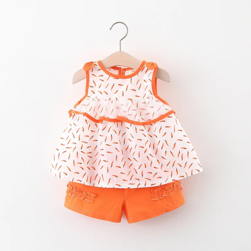 Fashion Clothes Baby Clothing Sets 2 Pcs Sets Chili Print Ruffles Sleeveless Dress+short Pants Cute Baby Girl Clothes Set 0-24M
Fashion Clothes Baby Clothing Sets 2 Pcs Sets Chili Print Ruffles Sleeveless Dress+short Pants Cute Baby Girl Clothes Set 0-24M