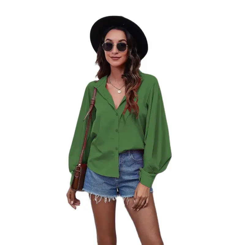 Stand-Up Collar Lantern Sleeve Shirt Women's Solid Long Sleeved Chiffon Blouse Female Loose Casual Khaki Shirts Blusa Feminina
Stand-Up Collar Lantern Sleeve Shirt Women's Solid Long Sleeved Chiffon Blouse Female Loose Casual Khaki Shirts Blusa Feminina
