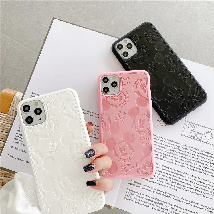 Disney Mickey Phone Cases for Apple IPhone 7 8 Plus X XS Max 11 Pro 12 Imitation leather Back Cover Soft Shell | Дом и сад