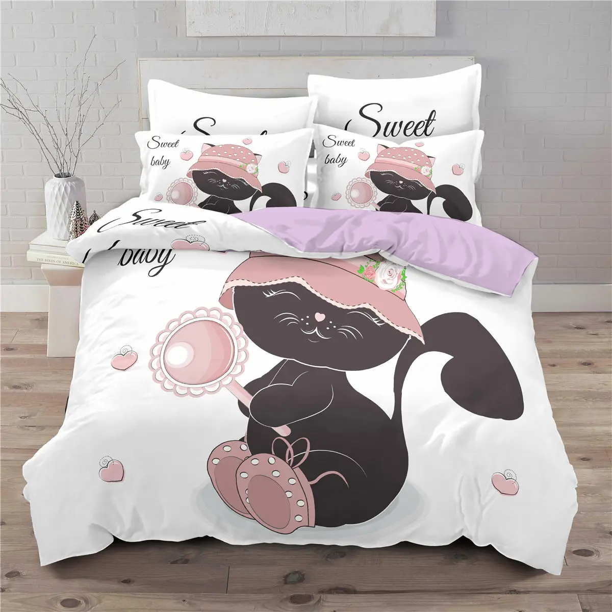 

Пододеяльник с милым 3d-рисунком кролика/кота, роскошный комплект постельного белья с изображением мультяшных животных, одеяло, двуспальный...