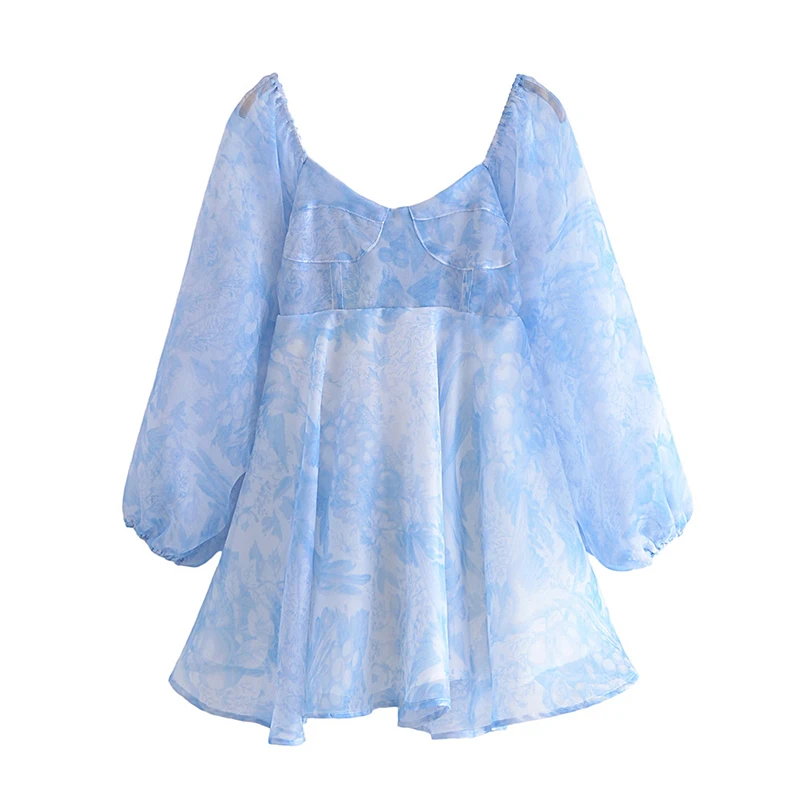 YENKYE New Women Blue Print Organza Princess Dress Sexy Collar Puff Sleeve Dress Ladies Holiday Party Short Vestido
YENKYE New Women Blue Print Organza Princess Dress Sexy Collar Puff Sleeve Dress Ladies Holiday Party Short Vestido