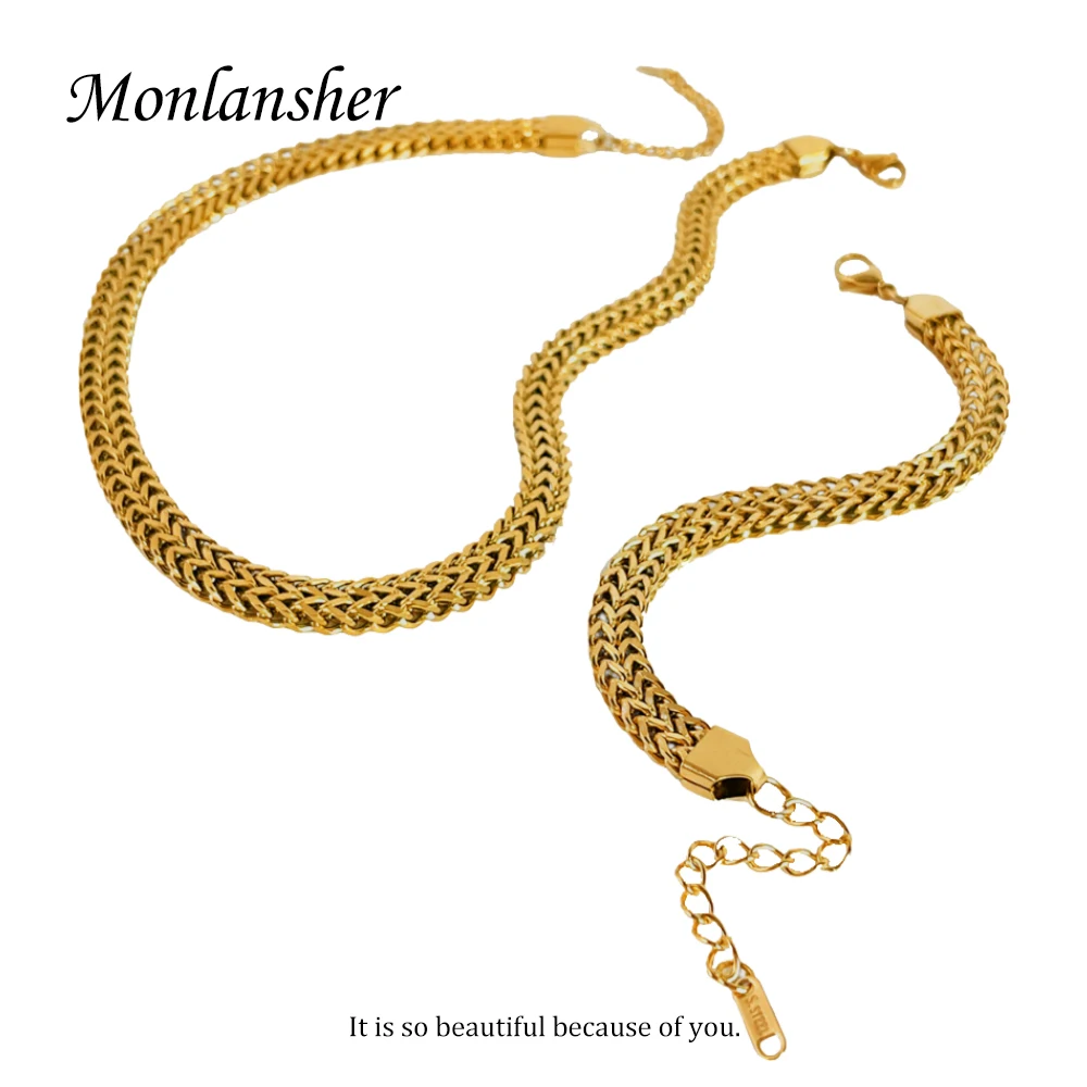 Monlansher Geometric Chunky Braided Chain Necklace Gold Color Titanium Steel Chain Matching Necklace Minimalist Necklace Jewelry
Monlansher Geometric Chunky Braided Chain Necklace Gold Color Titanium Steel Chain Matching Necklace Minimalist Necklace Jewelry