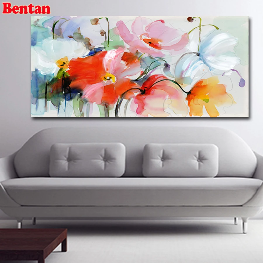 

DIY Full Square Drill Round Diamond Painting Watercolor poppies Cross Stitch Diamond Embroidery Mosaic 5d art living room decor