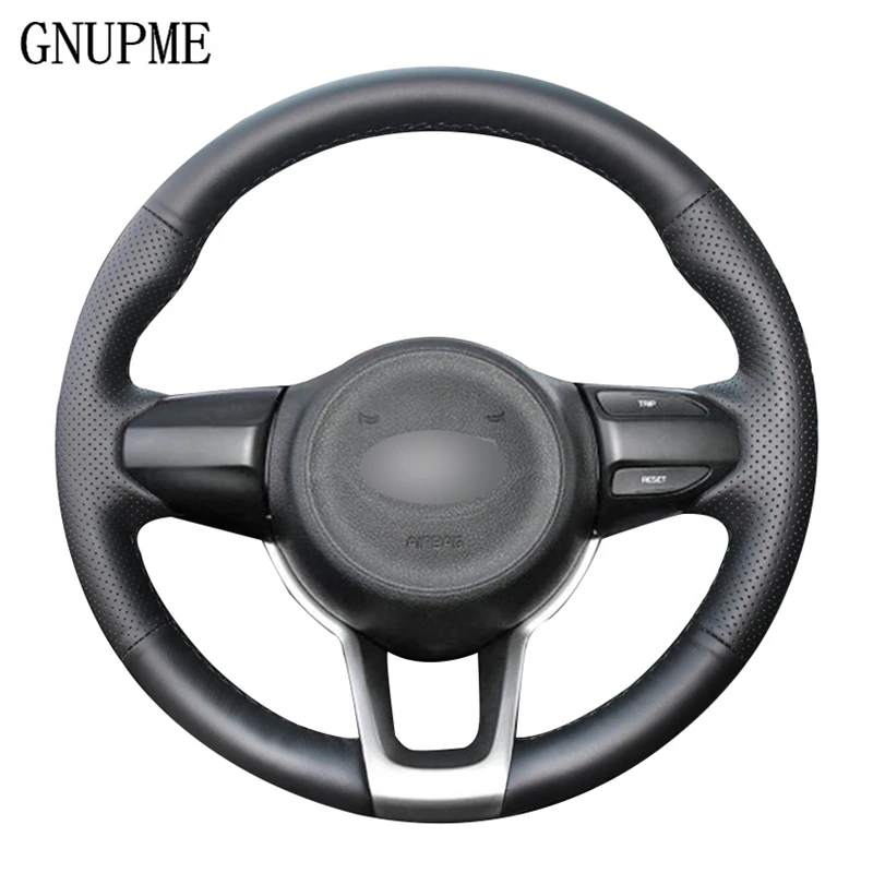 DIY Hand-stitched Black Artificial Leather Car Steering Wheel Cover for Kia Rio 2017-2019 Rio5 2019 K2 Picanto Morning | Автомобили и