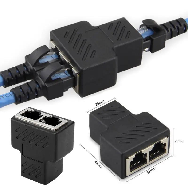 

1 To 2 Ways Network LAN Cable Ethernet Female Cat6 RJ45 Splitter Connector Adapter UTP Cat7 5e Conector Switch Adapters Coupler