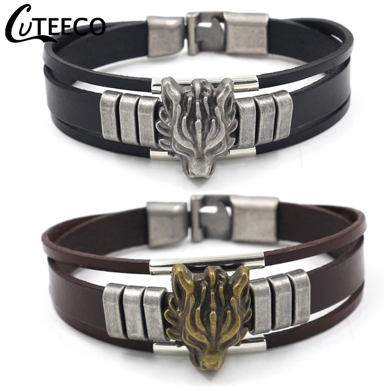 CUTEECO Stainless Steel Wolf Pendant Leather Bracelets Men Genuine Charm Bracelet Punk Wrist Band Fashion Jewelry Pulsera
CUTEECO Stainless Steel Wolf Pendant Leather Bracelets Men Genuine Charm Bracelet Punk Wrist Band Fashion Jewelry Pulsera
