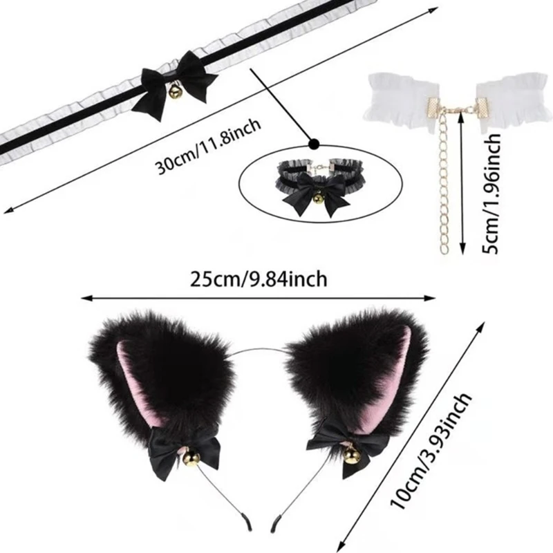 Faux Fur Kitten Ears Headband with Choker Necklace Set Sweet Bowknot Bell Lolita Hair Hoop Anime Maid Cosplay Costume
Faux Fur Kitten Ears Headband with Choker Necklace Set Sweet Bowknot Bell Lolita Hair Hoop Anime Maid Cosplay Costume