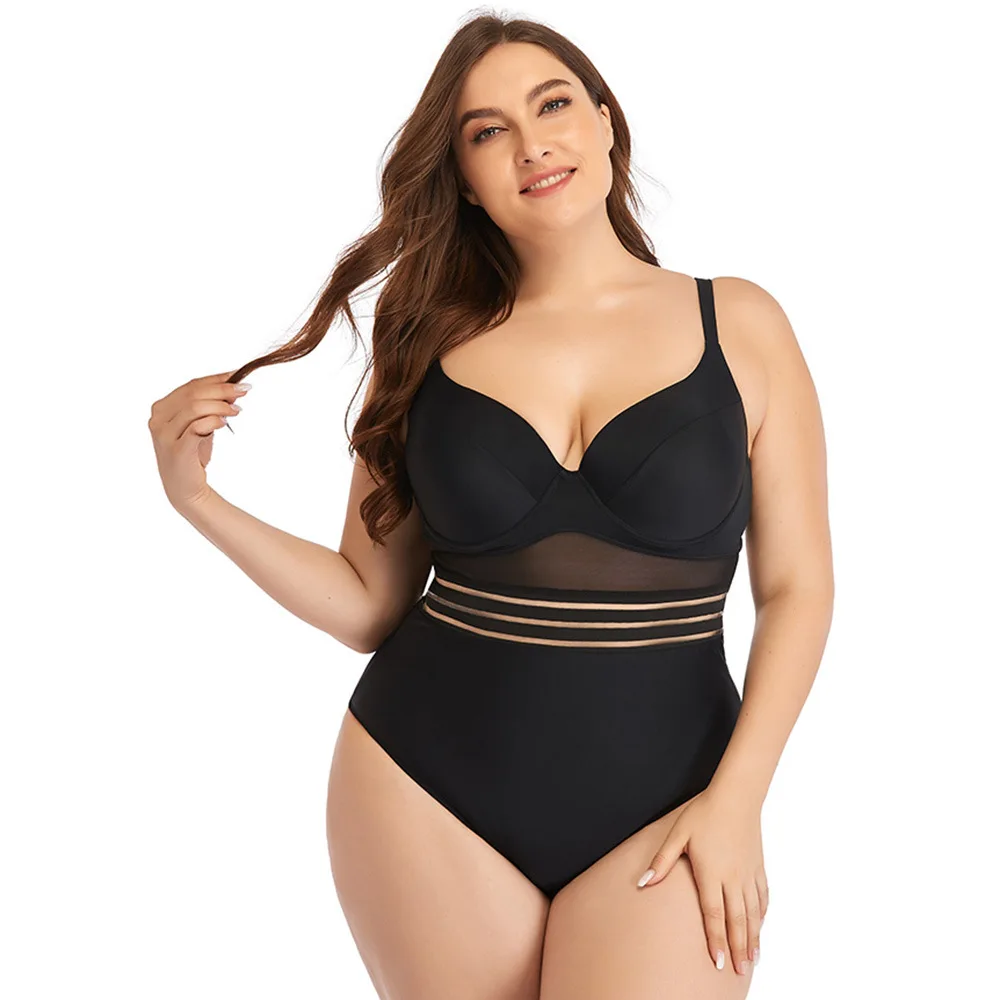 2021 New Plus-size One Piece Swimwear Solid-color Swimsuit Sexy V-neck Bathing Suits With Tie Knot at Back Tummy Control
2021 New Plus-size One Piece Swimwear Solid-color Swimsuit Sexy V-neck Bathing Suits With Tie Knot at Back Tummy Control